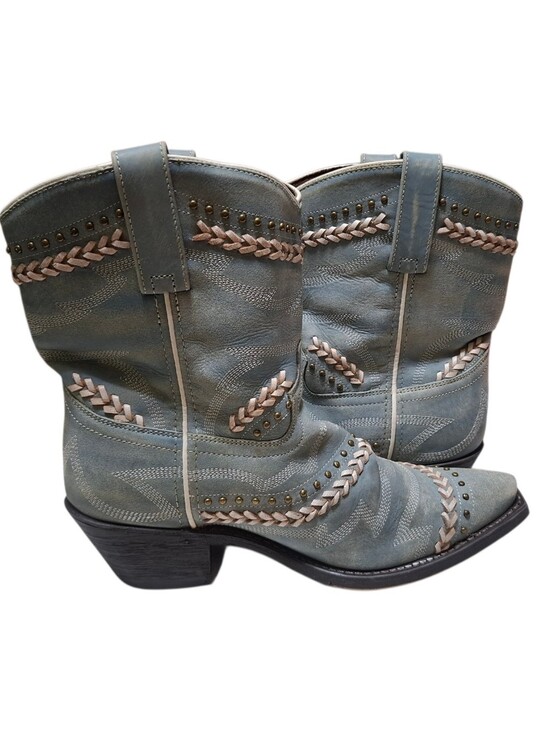 Laredo Shoes - Laredo Women's Light Blue Leather Studded Western Short Boots (Size 7.5)